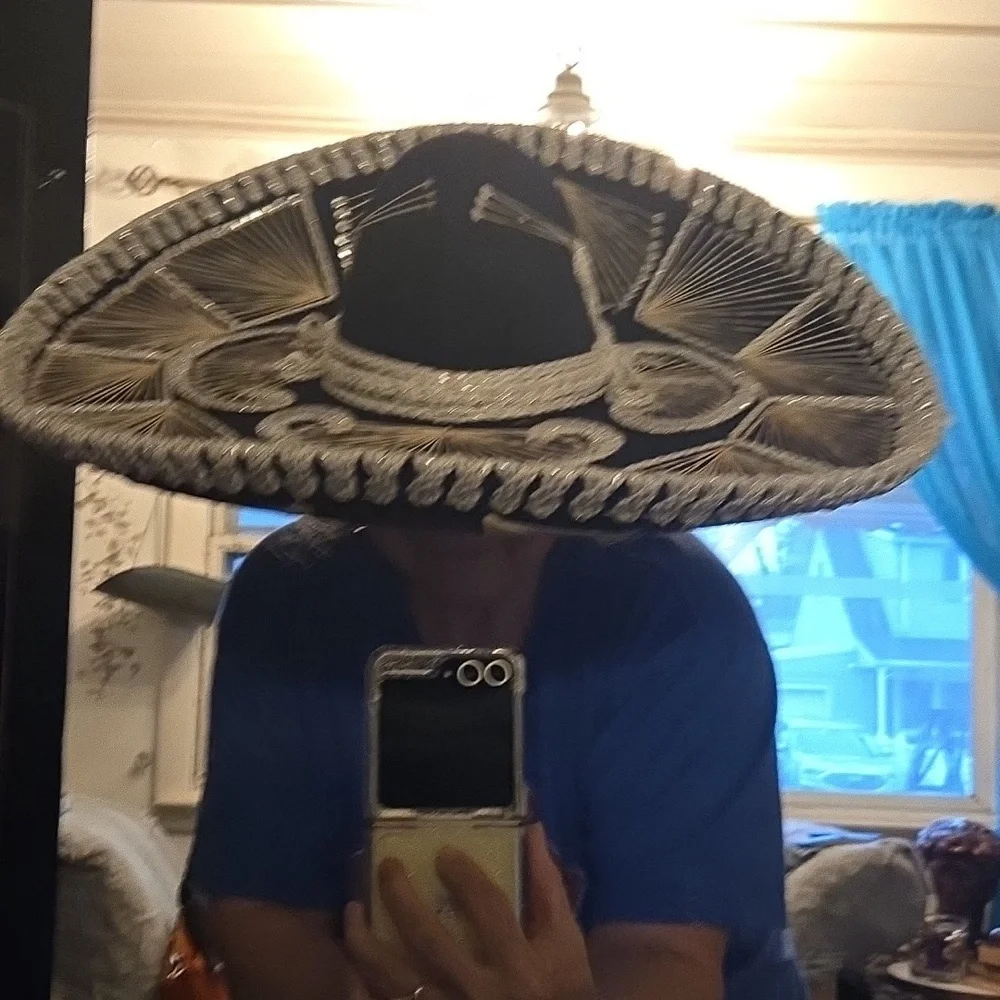 Vintage Mariachi Sombrero Black White Pigalle XXXXX Hat - Picture 6 of 10